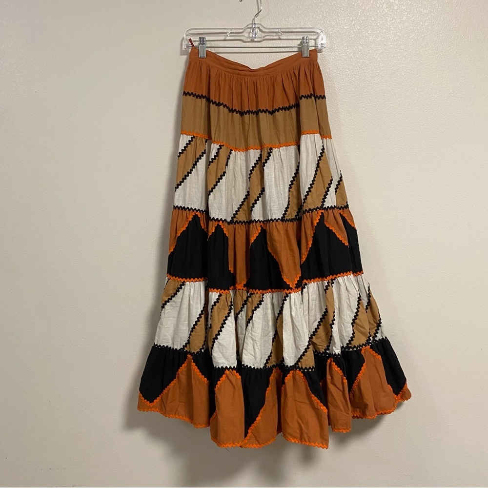 Chantal Thomas’s Skirt Women’s Size 2/26 Orange Brown Tiered Maxi Skirt Vintage